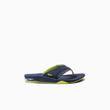 The Reef Kids' Fanning Sandal in the colorway Lime/ Navy
