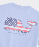 The Vineyard Vines Men's Americana Whale Pocket Tee in Jake Blue