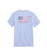 The Vineyard Vines Men's Americana Whale Pocket Tee in Jake Blue