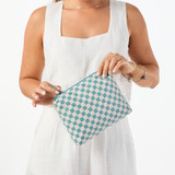 Aloha Collection Petite Check Small Pouch in Tide/Sandstone