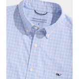 The Vineyard Vines Men's Topsail Gingham Performance Shirt in Summer Mauve
