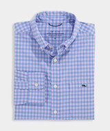 Vineyard Vines Men's Topsail Gingham Performance Shirt in Lilac Breeze