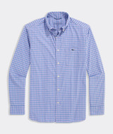 Vineyard Vines Men's Topsail Gingham Performance Shirt in Lilac Breeze