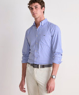 Vineyard Vines Men's Topsail Gingham Performance Shirt in Lilac Breeze