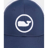 The Vineyard Vines Whale Dot Performance Trucker Hat in Blue Blaze