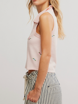 Free People Women's Pepper Knit Polo in Pink Marshmallow
