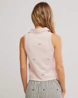 Free People Women's Pepper Knit Polo in Pink Marshmallow