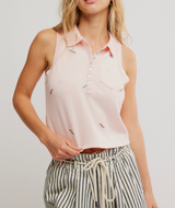 Free People Women's Pepper Knit Polo in Pink Marshmallow
