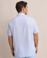 Southern Tide Men's Coral Life Short Sleeve Sport Shirt Cerulean Blue back
