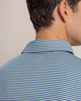 The Southern Tide Men's Driver Sunbury Stripe Polo in Light Indigo