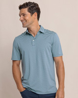 The Southern Tide Men's Driver Sunbury Stripe Polo in Light Indigo