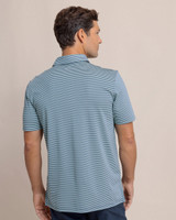 The Southern Tide Men's Driver Sunbury Stripe Polo in Light Indigo