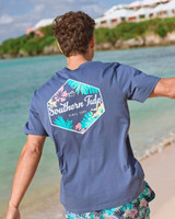 The Southern Tide Men's Tropical Jack Tee in Light Indigo