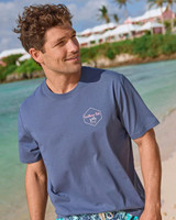 The Southern Tide Men's Tropical Jack Tee in Light Indigo