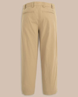 The Southern Tide Boys' Leadhead Performance striped Pants in Sandstone Khaki