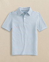 The Southern Tide Boys' Driver Oyster Creek Stripe Polo in Cerulean Blue