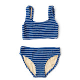 Shade Critters Girls' Crinkle Bikini in Navy Stripe