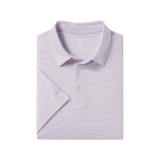 The Southern Shirt Men's Heather Madison Stripe Polo in Orchid Petal
