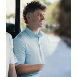 Southern Shirt Men's Heather Madison Stripe Polo in Alaskan Blue detail