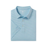 Southern Shirt Men's Heather Madison Stripe Polo in Alaskan Blue back
