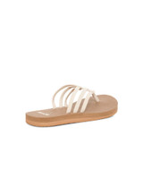 Sanuk Women's Yoga Sandy II Sandals Tan/White worn view