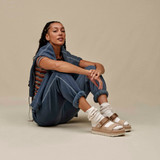The Ugg Women's Goldenstar Glide Platform Sandals in Sand Suede