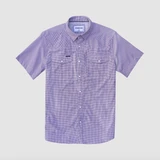 Poncho Outdoors Men's Short Sleeve Western Snapshirt in The Carter, front view