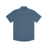 The Poncho Outdoors Men's Short Sleeve Western Snapshirt in Slate Blue