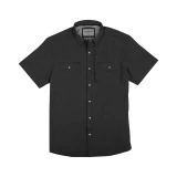 Poncho Outdoors Men's Short Sleeve Western Snapshirt in tan and brown plaid