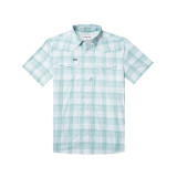 Poncho Outdoors Men's Short Sleeve Western Snapshirt in tan and brown plaid