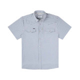 Poncho Outdoors Men's Short Sleeve Western Snapshirt in Mako, front view