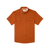 Poncho Outdoors Men's Original Short Sleeve Shirt in smokey gray front angle view