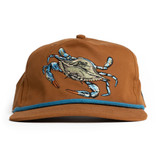 The Duck Camp Blue Crab Snapback Hat in Brown