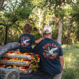 Burlebo Boys' Old School Duck Hunt Tee in Heather Navy detail view