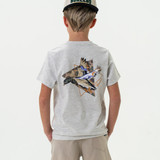 The Burlebo Boys' Pintail Triangle Duck Tee in Heather Ash Grey