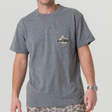 The Burlebo Men's Rad Dad Deer Camo Pocket Tee in Dark Heather Grey