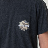 Burlebo Men's Rad Dad Deer Camo Pocket Tee in Heather Black side view
