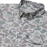 Burlebo Men's Performance Western Snapshirt in Deer Camo side angle