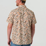 Burlebo Men's Performance Western Snapshirt in Venado Camo detail view