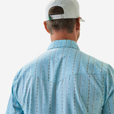 Burlebo Men's Performance Western Snapshirt in Blue Jean worn back