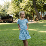 Burlebo Girls' Moxie Dress in Seaside Camo detail view