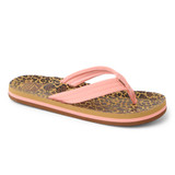 Reef Kids' Ahi Flip Flops in Leopard/Canyon Sunset, front view