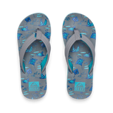 Reef Kids' Ahi Flip Flops in Grey Stingray, side view