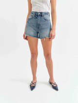 Daze Denim Women's Knockout Shorts in Thrill Vintage back view
