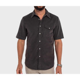 Criquet Men's Corduroy Pearl Snap Short Sleeve Shirt Iron Horse back view