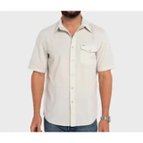 Criquet Men's Corduroy Pearl Snap Short Sleeve Shirt Silver Dollar front view