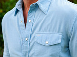 The Criquet Men's Corduroy Pearl Snap Short Sleeve Shirt in the Snow Cone Colorway