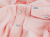 The Criquet Men's Corduroy Pearl Snap Short Sleeve Shirt in Peach Pink