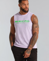 The Municipal Men's 4AM Club Tank in Pastel Lilac and Green