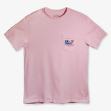 Vineyard Vines Men's Sticker Collage Whale Tee Flamingo Pink front